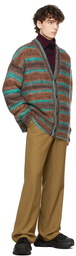 Wooyoungmi SSENSE Exclusive Brown & Green Mohair Stripe Cardigan