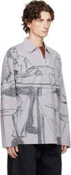 JW Anderson Gray Printed Rugby Polo