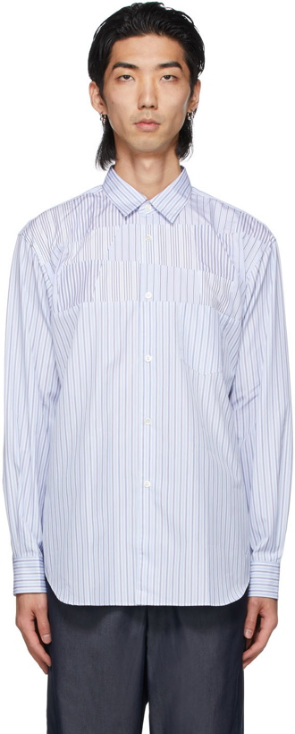 Photo: Comme des Garçons Shirt Blue & White Poplin Stripe Shirt