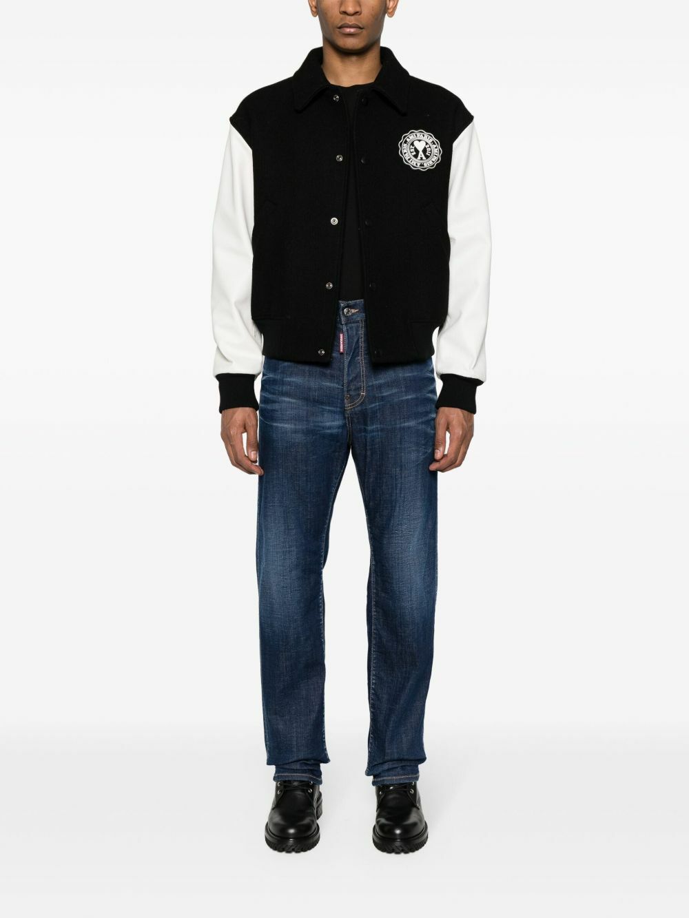 Dsquared2 Jeans Straight Leg in denim blu con strappi DQ2252 D0AEM
