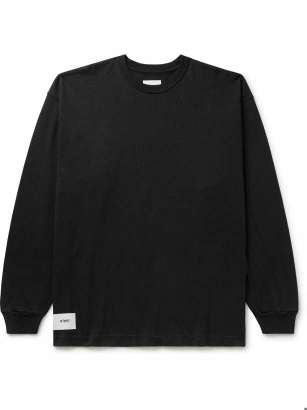 Photo: WTAPS - Logo-Appliquéd Embroidered Cotton-Jersey T-Shirt - Black
