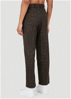 Front Pleat Check Pants in Brown