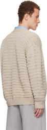 MM6 Maison Margiela Beige Open-Knit Stripe Cardigan