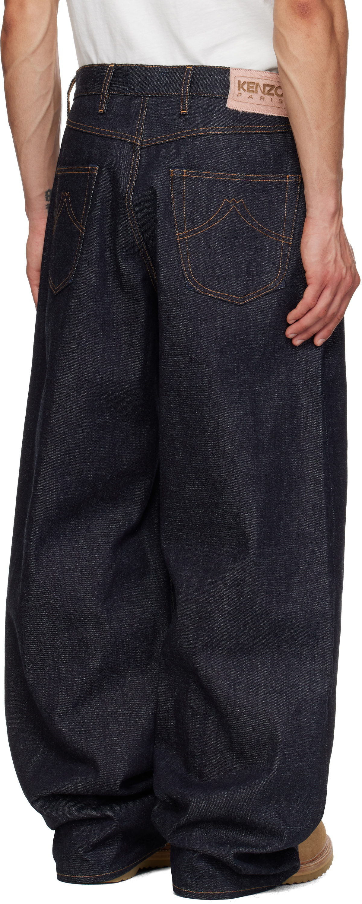 Kenzo Indigo Turn Up Wide Fit Jeans