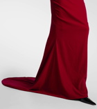 Miss Sohee Embellished cotton-blend velvet gown