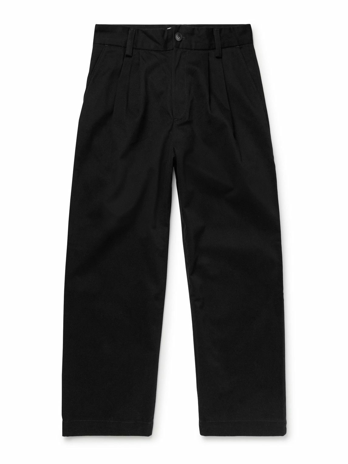 AGOLDE - Slater Straight-Leg Pleated Cotton-Twill Trousers - Black