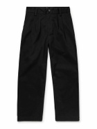 AGOLDE - Slater Straight-Leg Pleated Cotton-Twill Trousers - Black