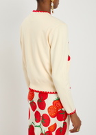 Never Fully Dressed Tomato Embroidered Knit Cardigan Cream