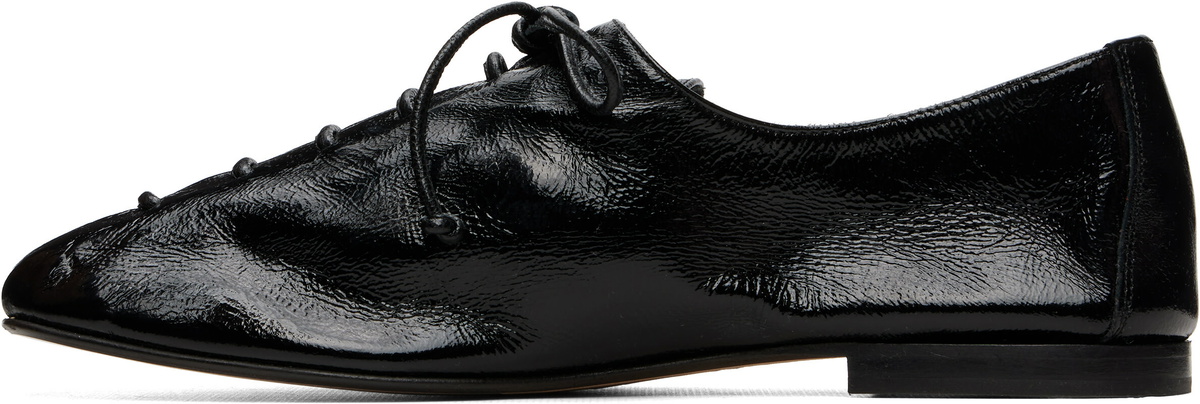 HEREU Black Plegada Crinkled Glossy Flats