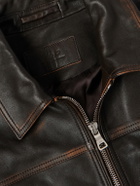 Mr P. - Distressed Leather Jacket - Brown
