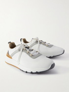 Brunello Cucinelli - Leather-Trimmed Mesh Sneakers - White