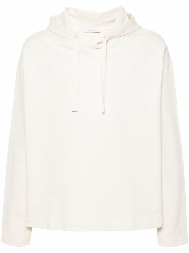 Photo: LEMAIRE White Drawstring Cotton Hoodie