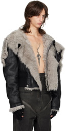 Rick Owens Black Porterville Cropped Alice Shearling Parka