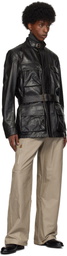 Belstaff Black Legacy Trailmaster Panther Leather Jacket