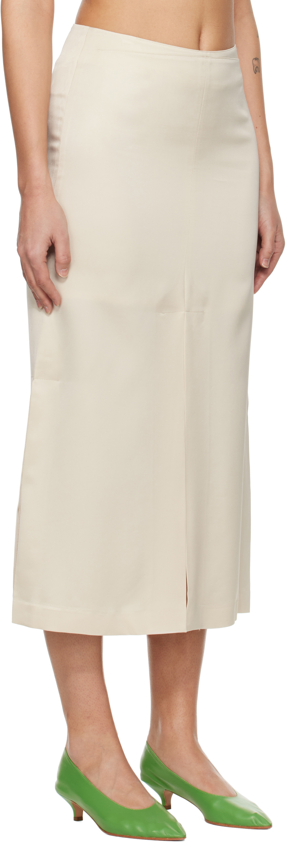 RECTO Off-White Front Slit Midi Skirt