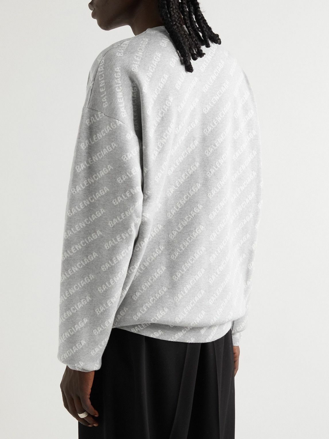 Balenciaga - Logo-Jacquard Knitted Sweater - Gray Balenciaga