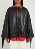 BY Malene Birger Zoena Fringed Leather Jacket Black