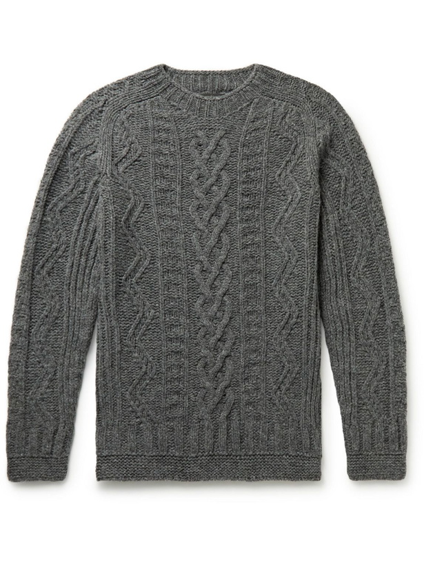 Photo: Howlin' - Super Cult Slim-Fit Cable-Knit Virgin Wool Sweater - Gray