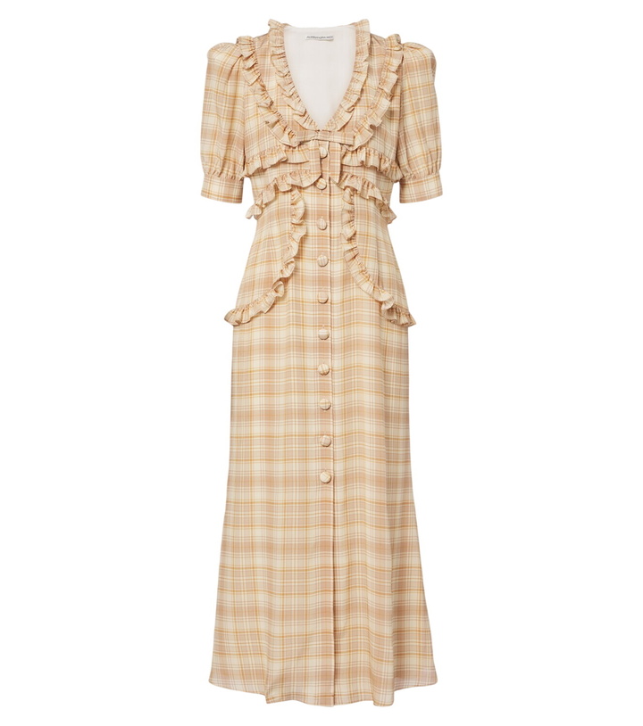 Photo: Alessandra Rich Ruffled plaid silk midi dress