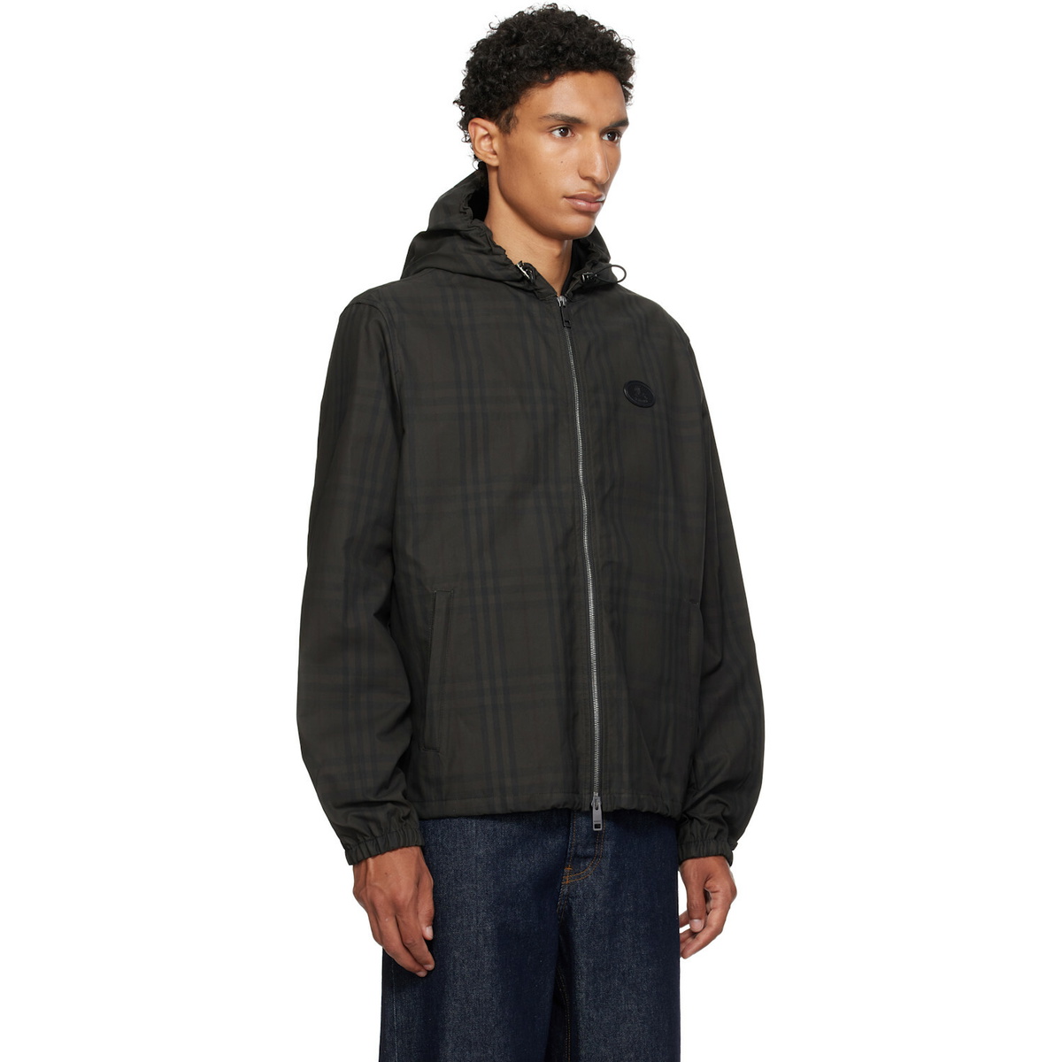 Burberry Black Check Cotton Newport Hooded Jacket