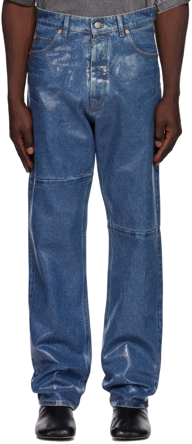 MM6 Maison Margiela Blue Coated Jeans MM6 Maison Margiela