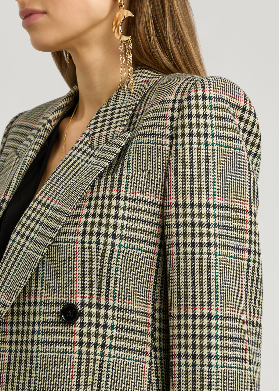 Chloe Women's Checked Double-breasted Wool Blazer Size 40