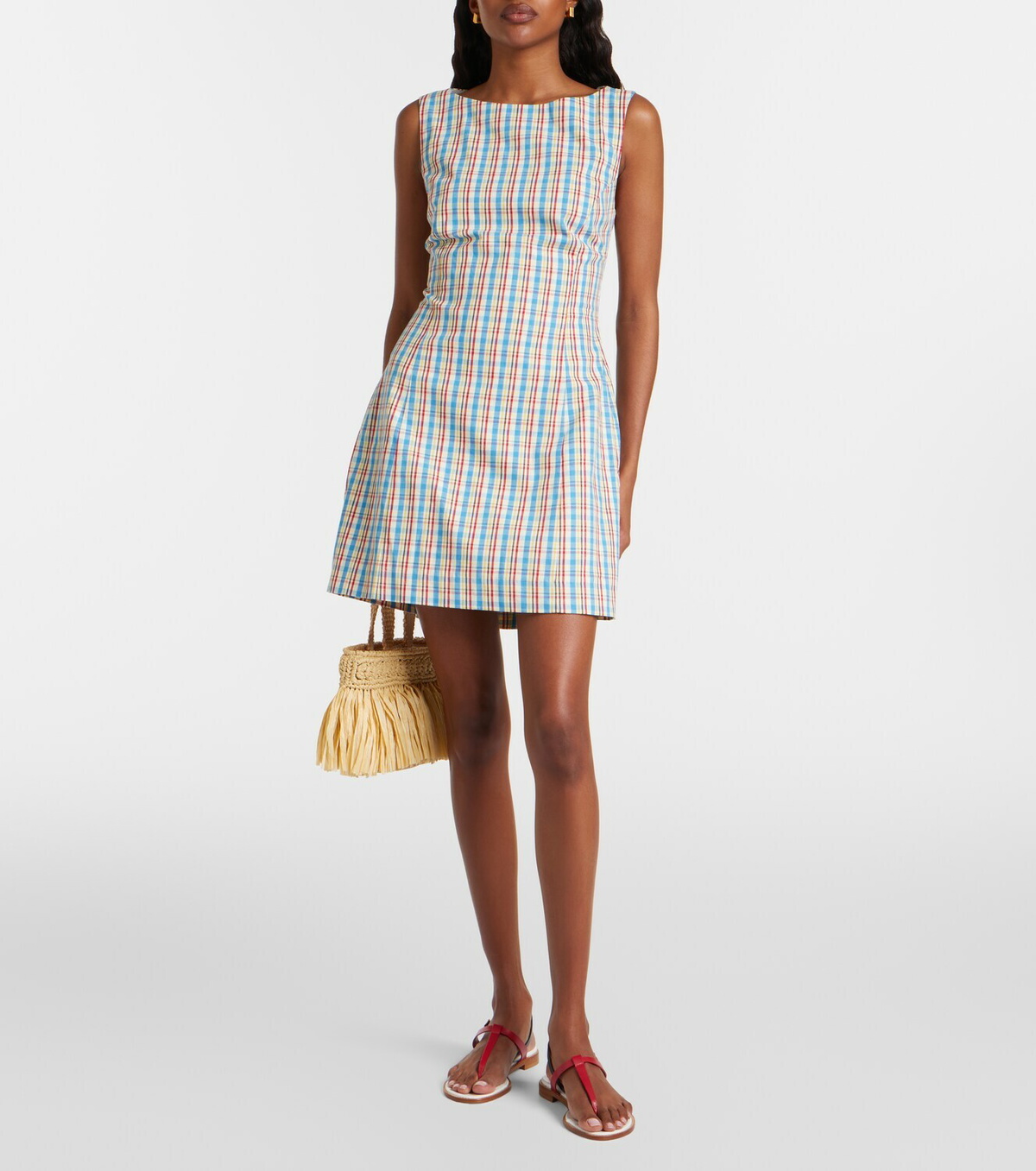 Faithfull Lydie checked cotton and linen minidress