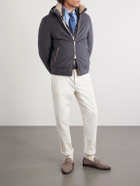Brunello Cucinelli - Shearling-Trimmed Wool Hooded Down Jacket - Gray