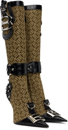 Balenciaga Beige & Black Essex 110mm Tall Boots