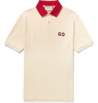 Gucci - Logo-Embroidered Stretch-Cotton Piqué Polo Shirt - Cream