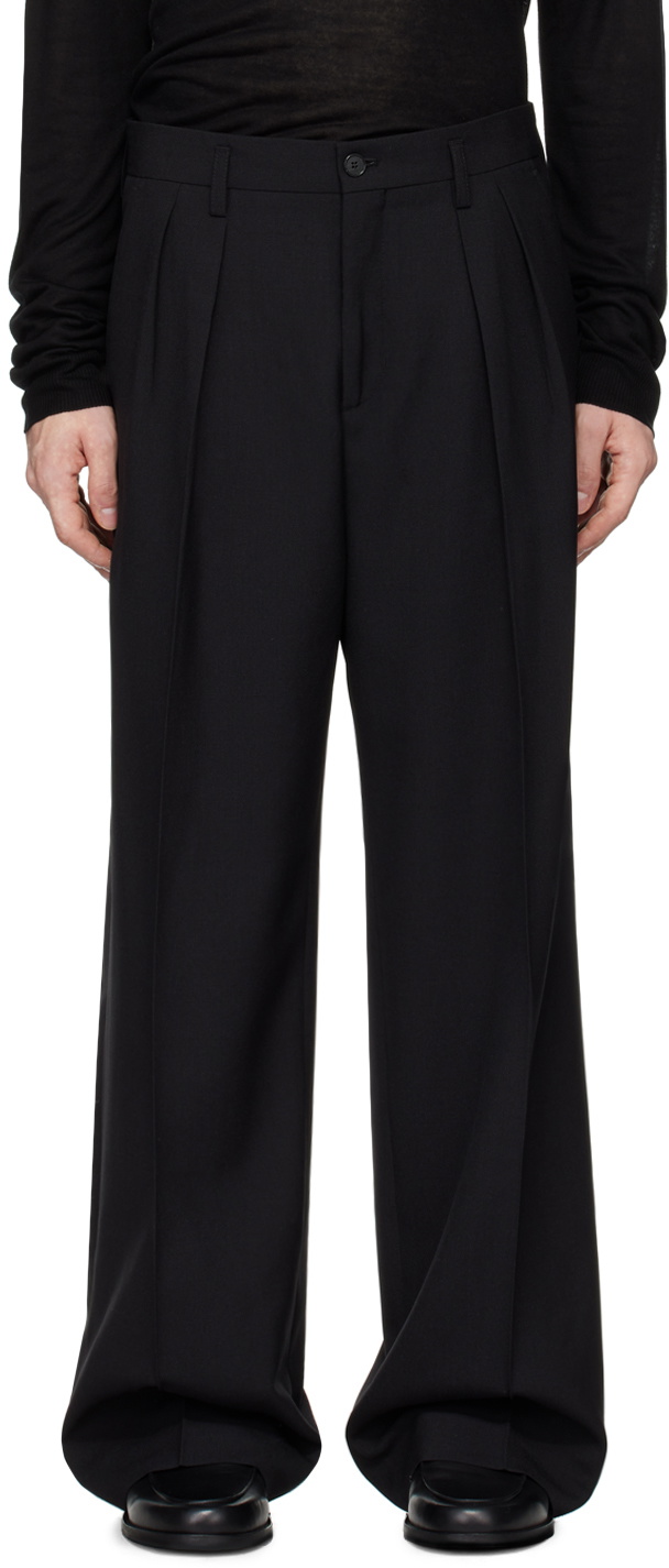Filippa K Black Wide Wool Trousers