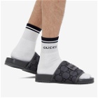 Gucci Men's GG Logo Ripstop Slide in Grey Black