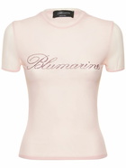 BLUMARINE - Hotfix Logo Second Skin Mesh T-shirt