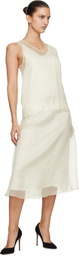 AMI Paris Off-White Silk Sheer Trapeze Midi Skirt