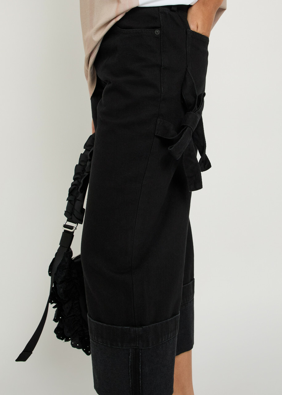 Simone Rocha Turn-up Straight-leg Cropped Jeans Black