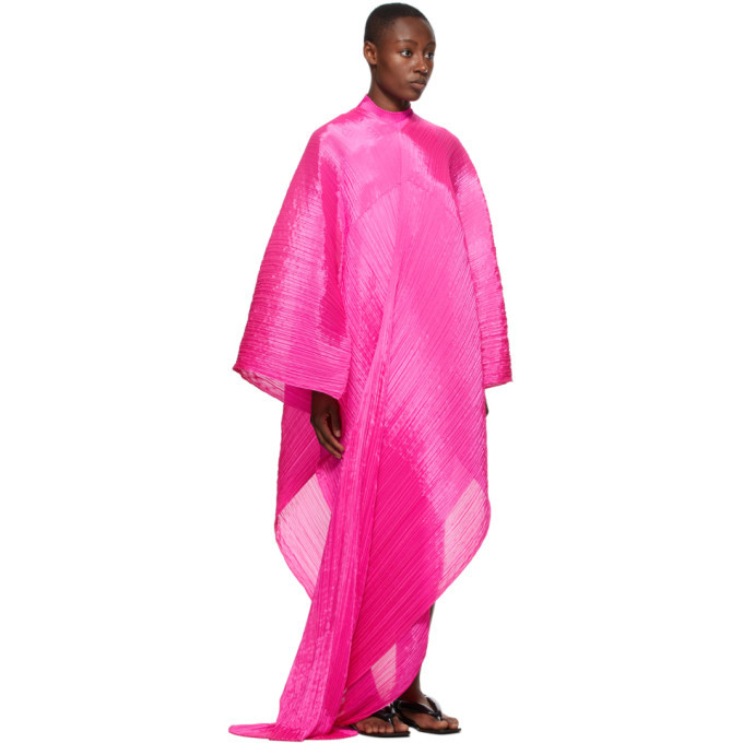 Pleats Please Issey Miyake Pink Madame-T Knit Stole Scarf Pleats