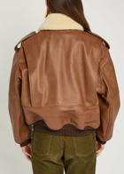 Saint Laurent Detachable-collar Shearling and Leather Jacket Terracotta