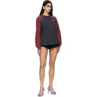 SHUSHU/TONG Gray & Burgundy Crewneck Long-Sleeve T-shirt