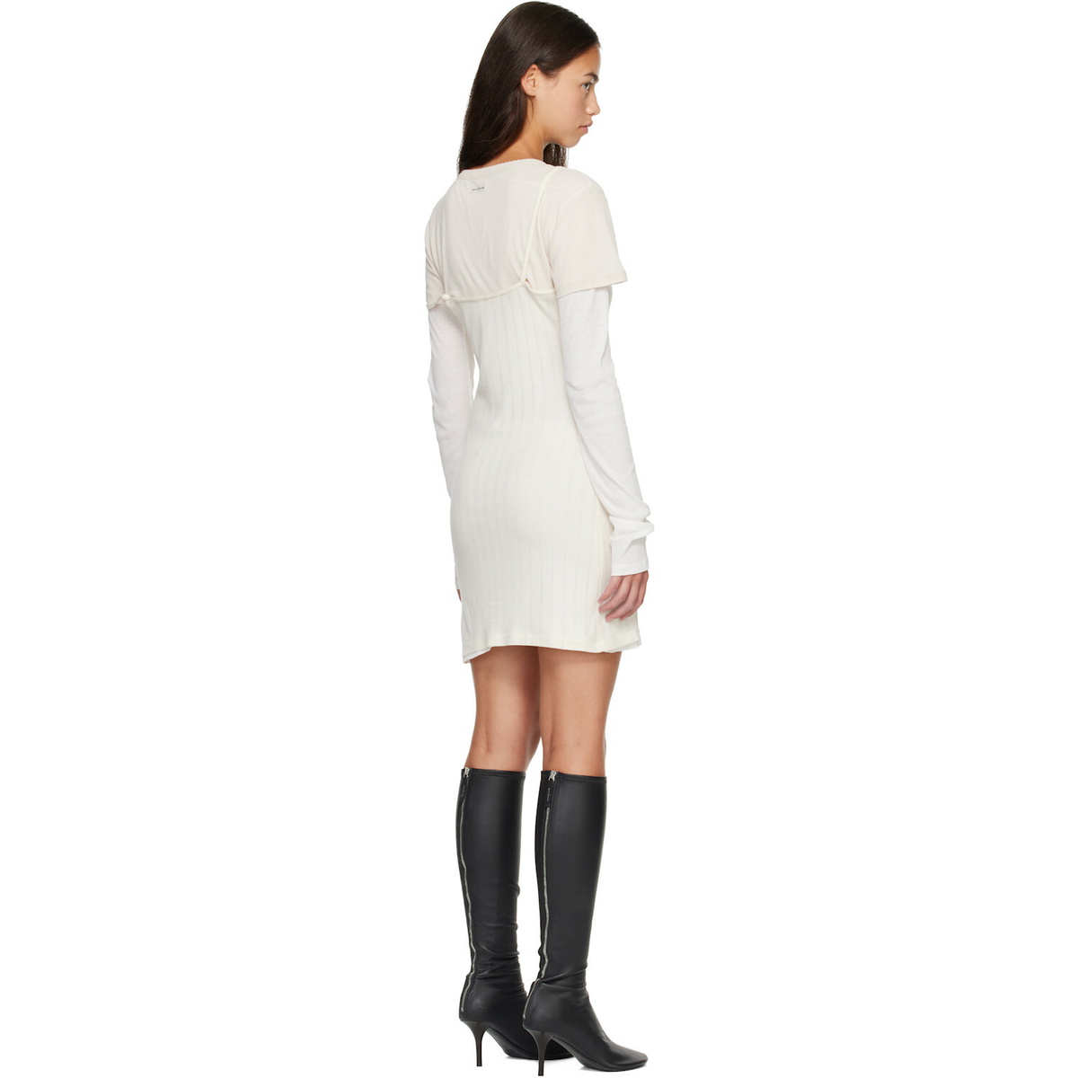 Acne Studios Beige & Off-White Layered Minidress