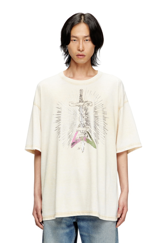 Photo: Diesel T-shirt with sword print - T-Shirts Mens in Beige