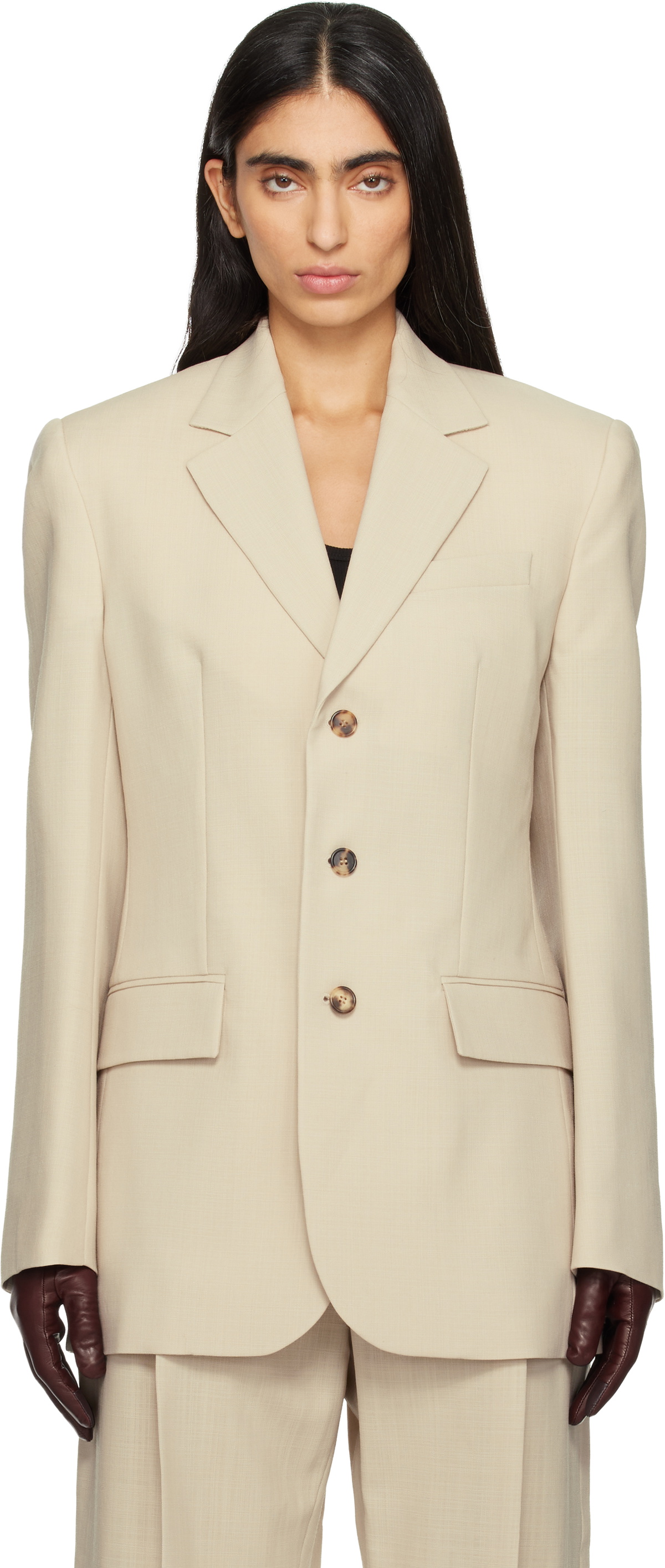 WARDROBE.NYC Beige Light Longline Blazer