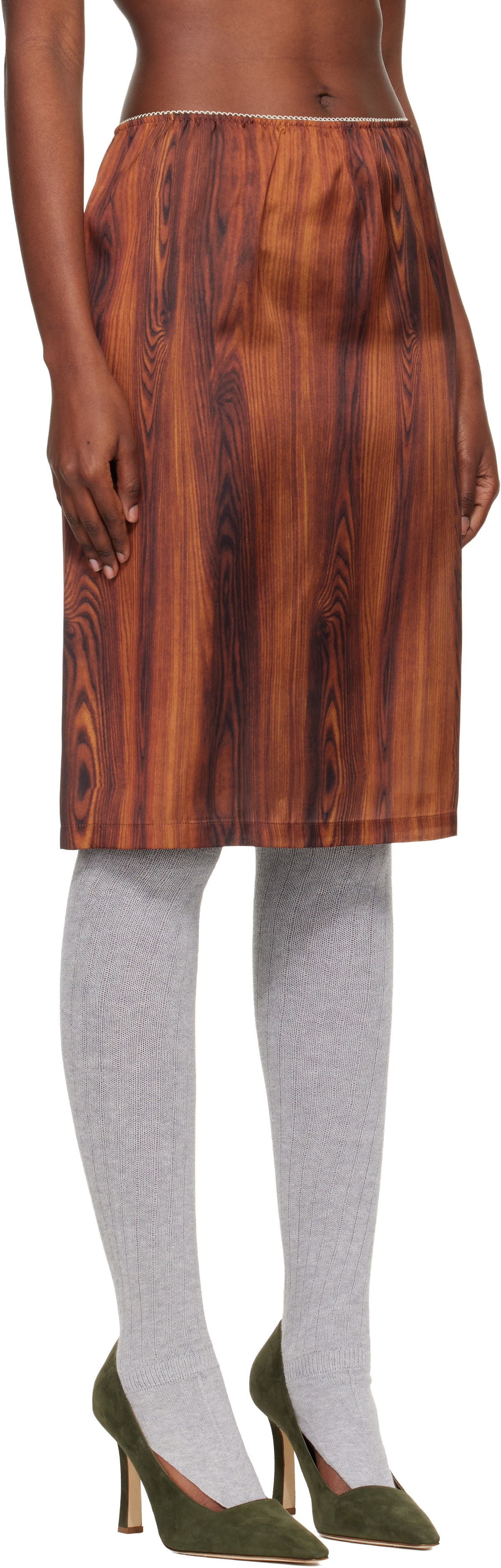 Julie Kegels Brown Sisley Slip Midi Skirt
