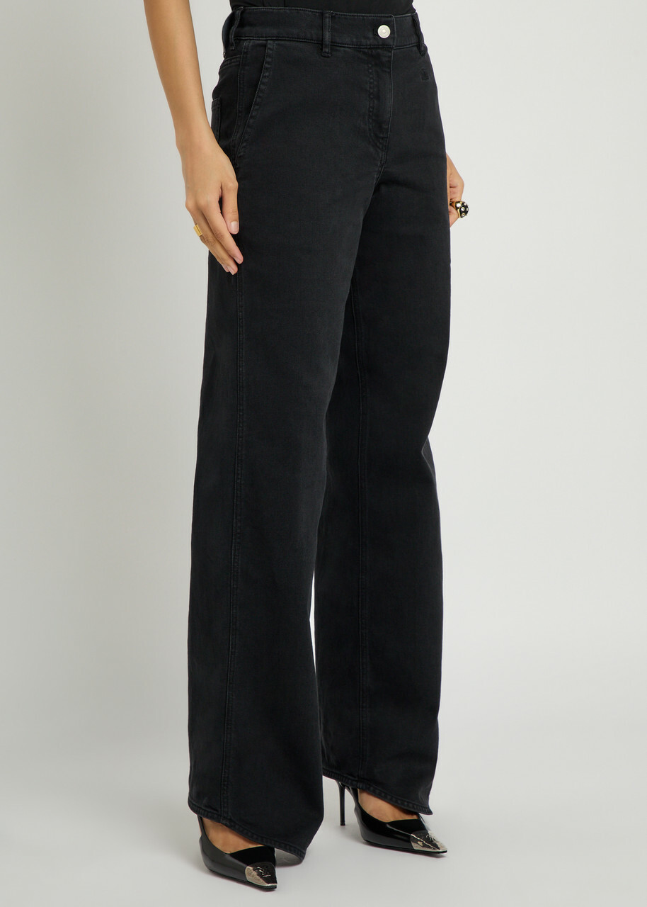 Courrèges Hammer Logo-embroidered Wide-leg Jeans Black