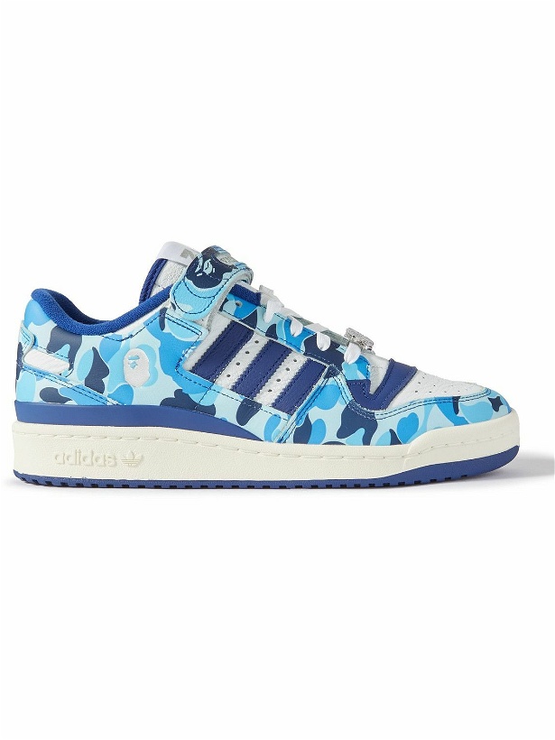 Photo: adidas Originals - A Bathing Ape Forum 84 Low Embellished Printed Leather Sneakers - Blue
