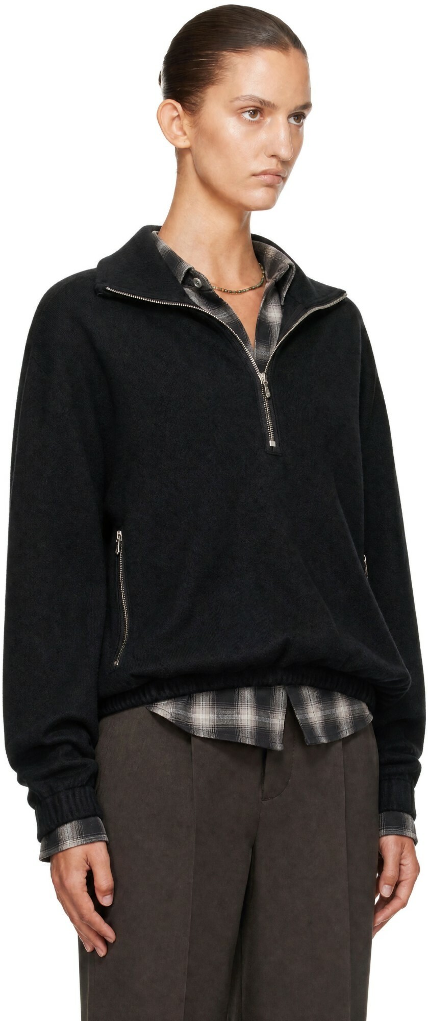 ssstein Black Fleece Pullover Sweater