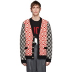 Gucci Red and Black Wool Jacquard Cardigan