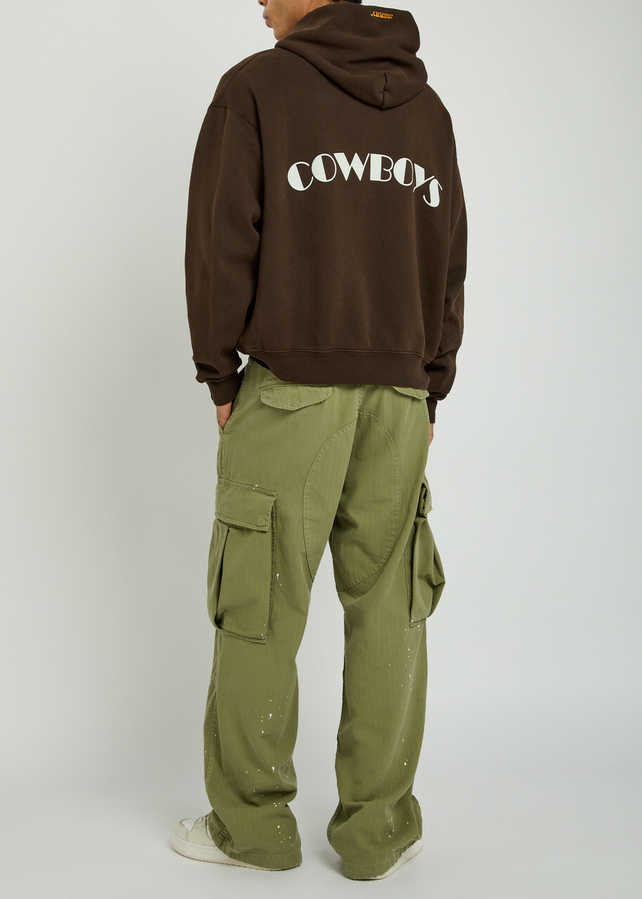 Cherry Los Angeles Cowboys Printed Hooded Cotton Sweatshirt Brown