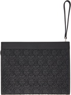 Ferragamo Black Embossed Gancini Pouch