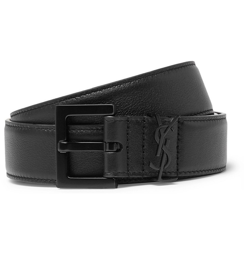 SAINT LAURENT - 3cm Black Full-Grain Leather Belt - Black Saint