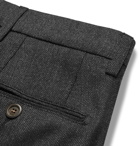 Canali - Charcoal Slim-Fit Mélange Virgin Wool-Flannel Trousers - Gray